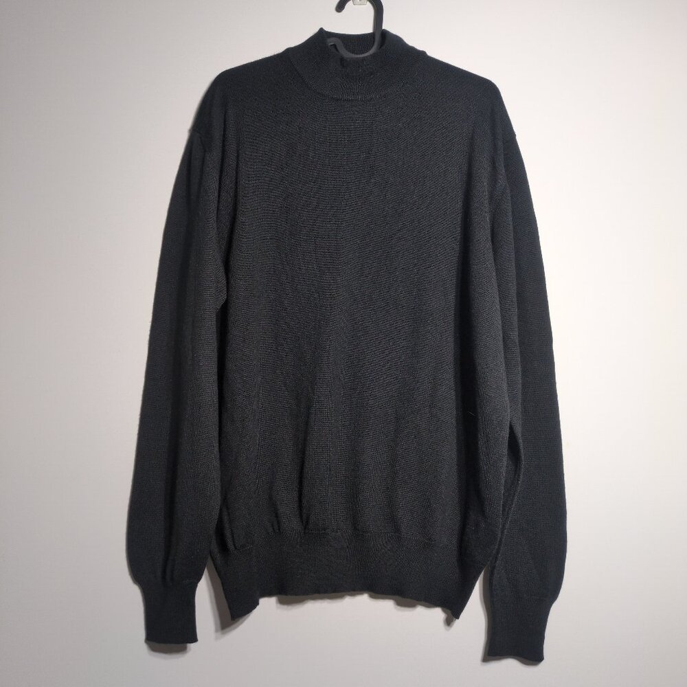 Marconi Mens Knit Sweater size Large Black Acrylic Wool Made in Italy